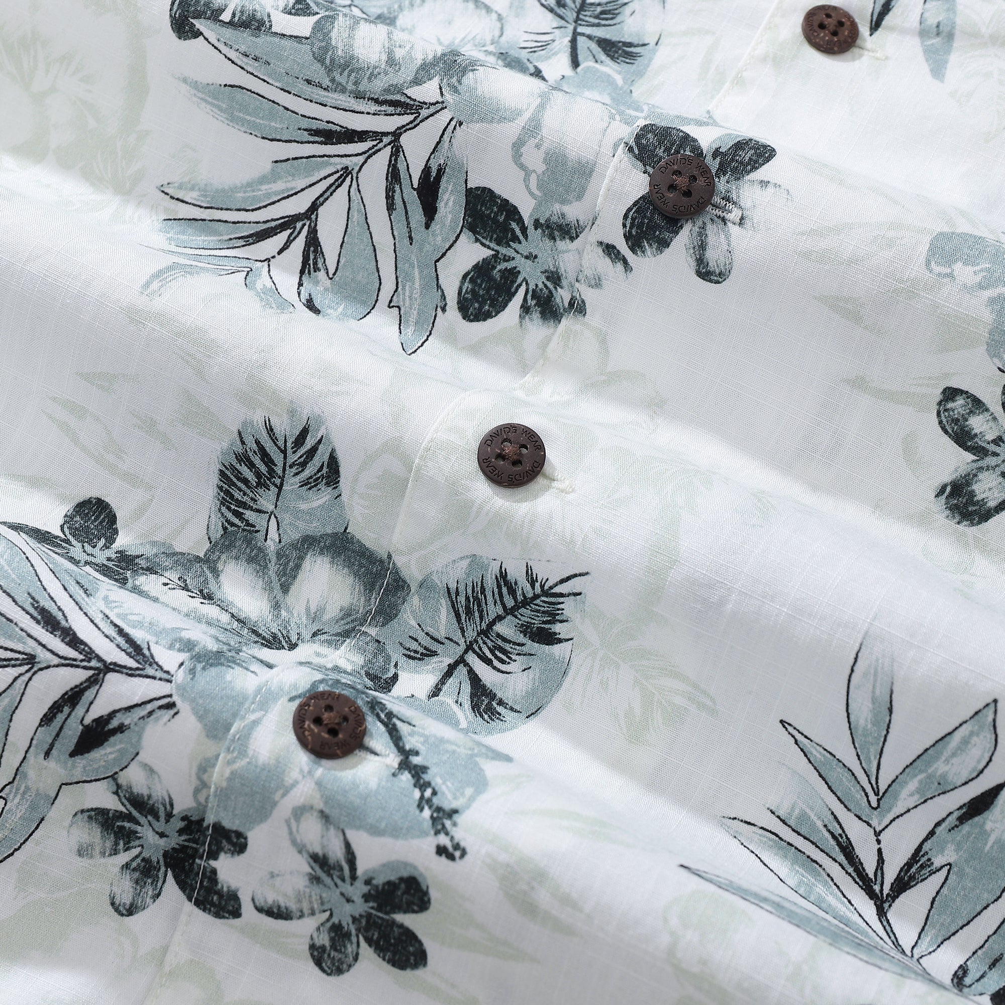 1920s Vintage Men's Hawaiian Shirt Hibiscus Egg Flower Turtle Shell Bamboo and Palm Leaf Print Camp Aloha Shirt