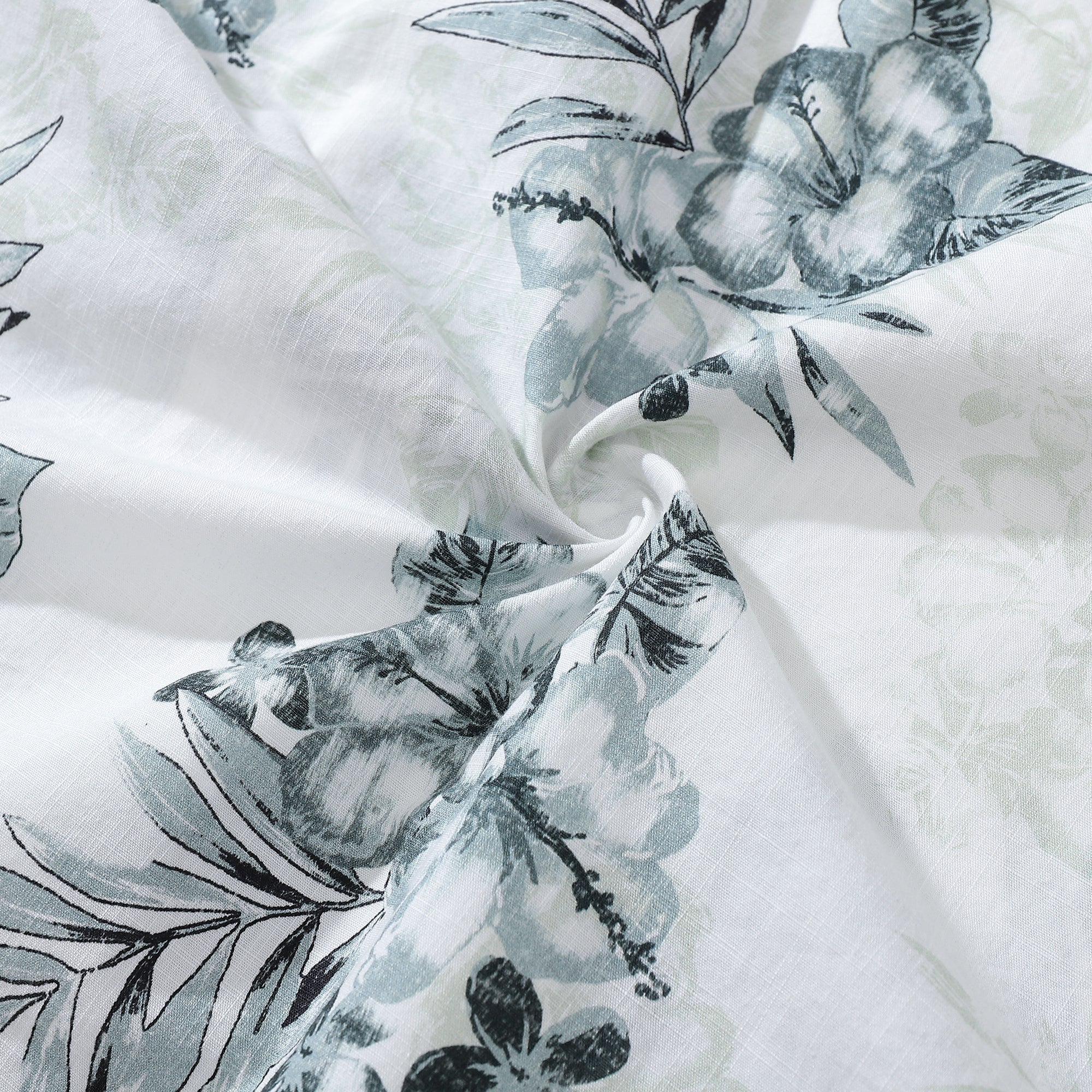 1920s Vintage Men's Hawaiian Shirt Hibiscus Egg Flower Turtle Shell Bamboo and Palm Leaf Print Camp Aloha Shirt